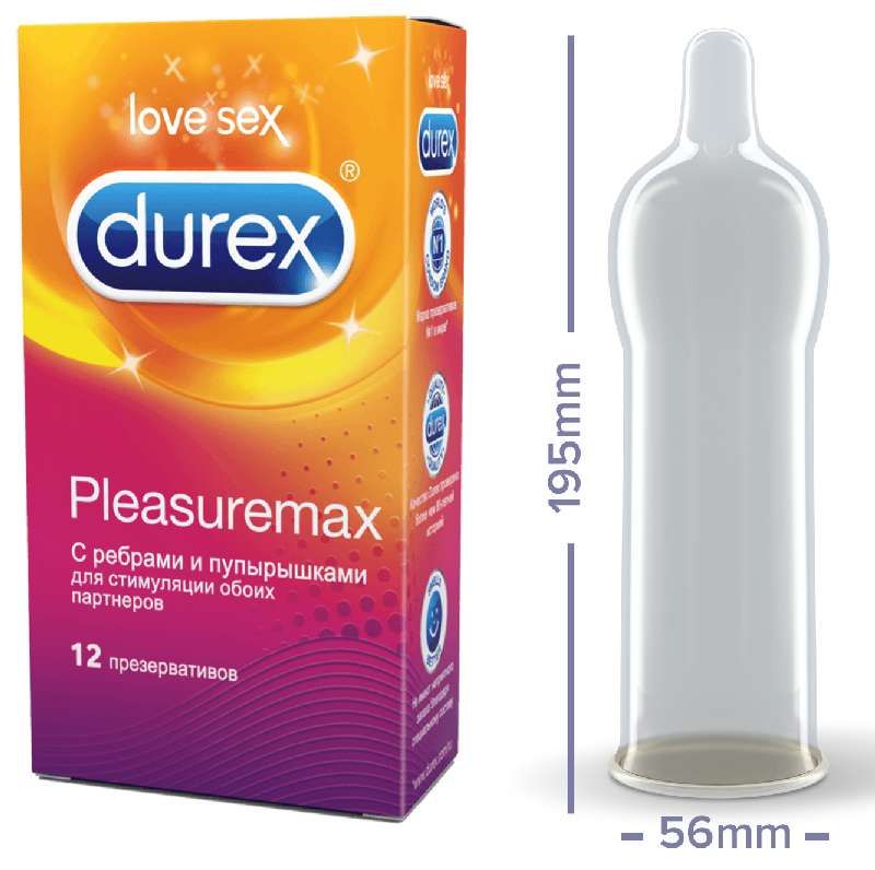 Презервативы Durex Pleasuremax рельефные, 12 шт 8103507 - Durex - Ребристые презервативы - Купить