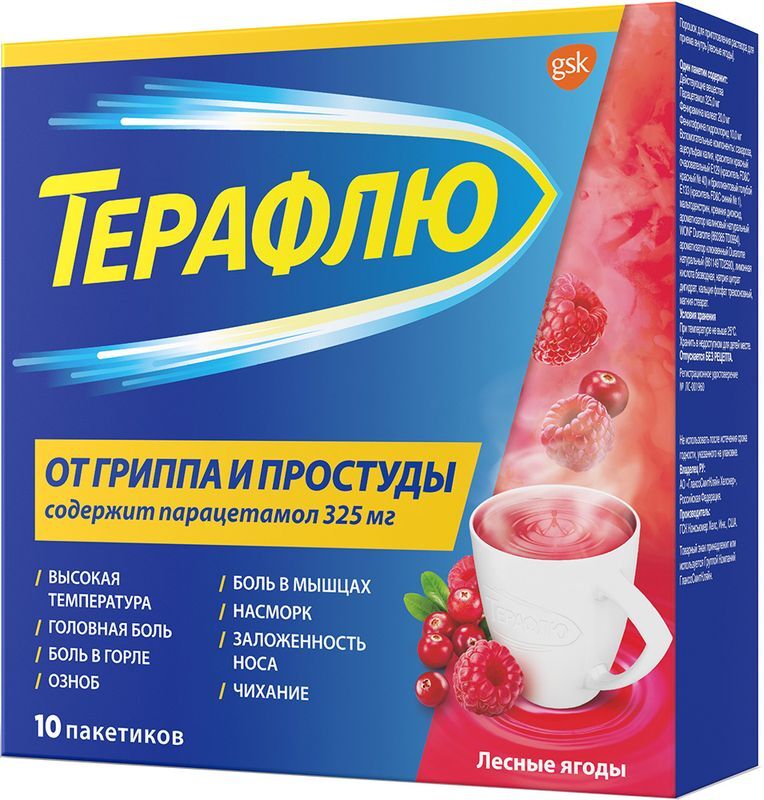 ТераФлю лесные ягоды порошок для приготовления раствора для приема внутрь 10 шт., фото №2