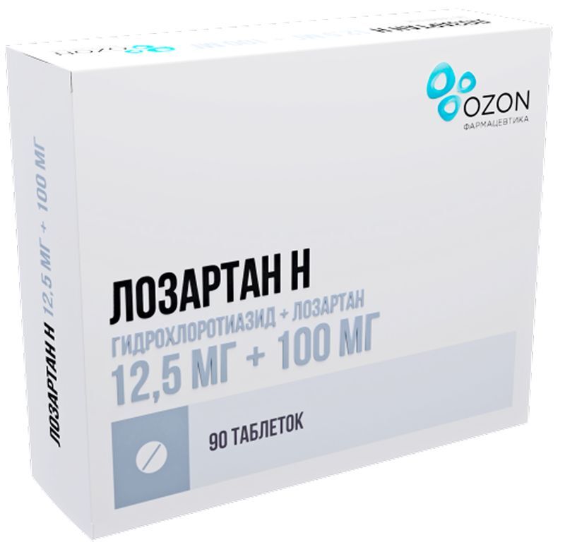 Лозартан-Н 12,5мг+100мг 90 шт. таблетки покрытые пленочной оболочкой, фото №2