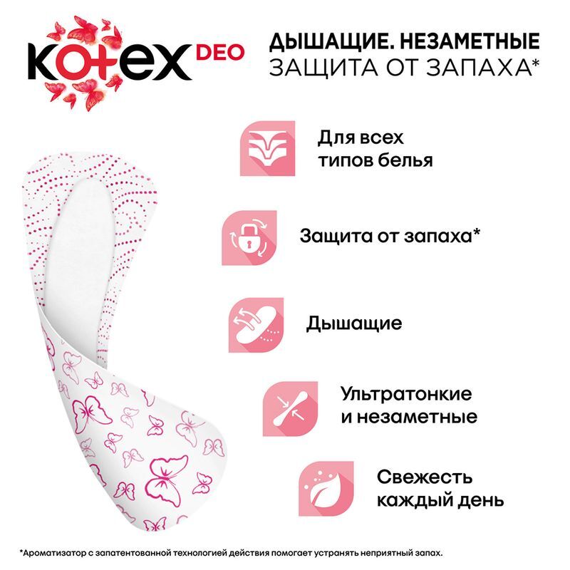 Котекс прокладки ежедневные ультратонкие Део 20 шт., фото №3