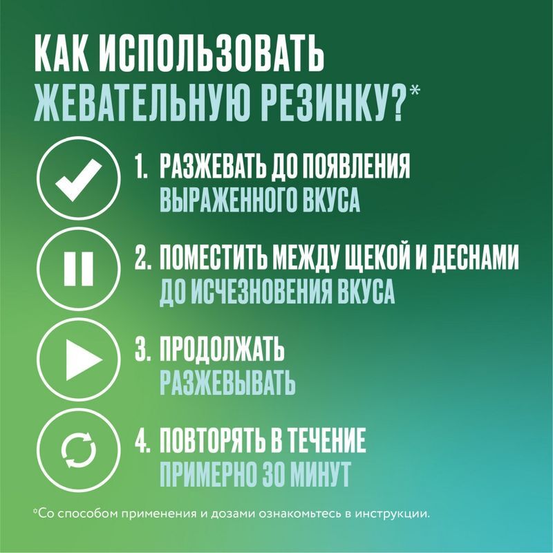 Никоретте Жевательная резинка от курения Морозная Мята 4 мг, 30 шт., фото №6
