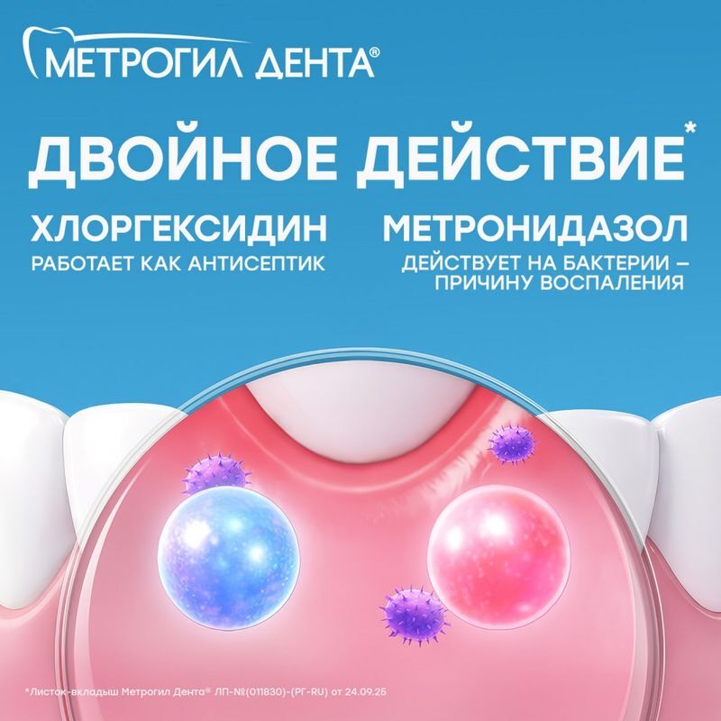Метрогил Дента гель для десен стоматологический 20г 1 шт., фото №5