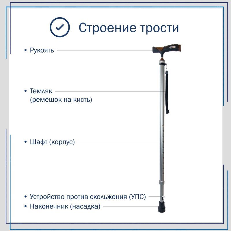 Амрус трость опорная металлическая с упс amcc33 серебряный, фото №5