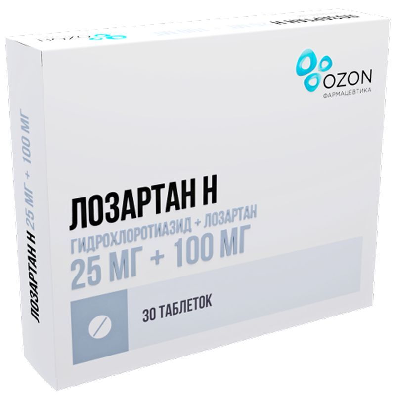 Лозартан-н 25мг+100мг 30 шт. таблетки покрытые пленочной оболочкой, фото №2